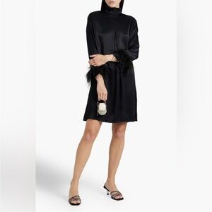 New Sleeper “The Party Mini” Ostrich Feather Dress size Medium in Black